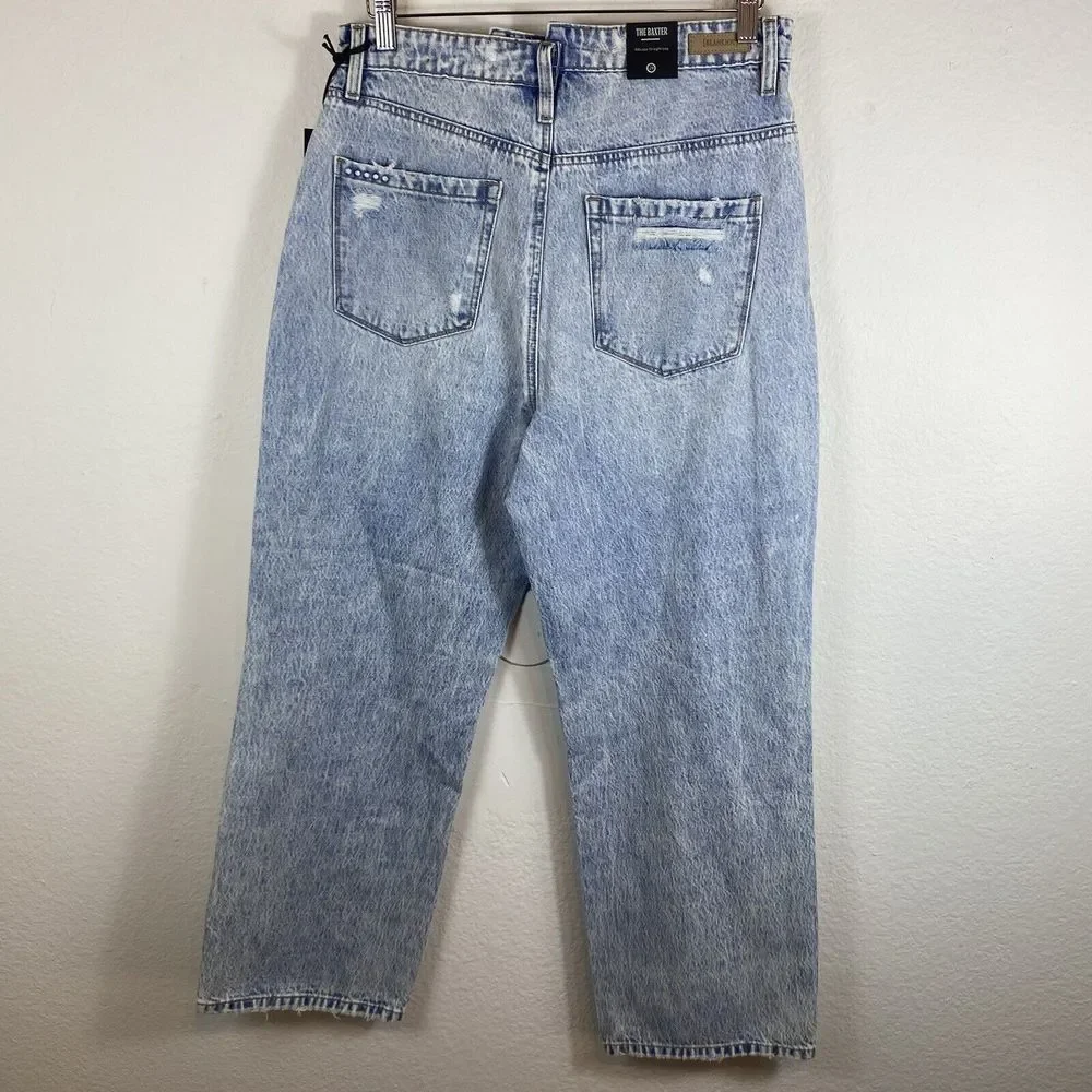 NWT Blank‎ NYC Women's Size 29 The Baxter Ribcage Straight Leg Jeans Overlap Rip